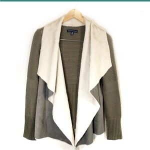 Saks Fifth Avenue waterfall Cardigan with Faux Fur